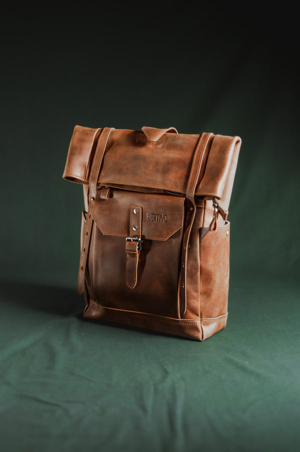 Mochila de Cuero Gefjon Café Claro