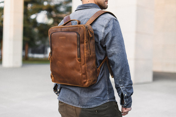 MOCHILA DE CUERO BALDER BROWN
